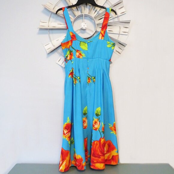 New York & Company Blue‎ Floral Midi Dress Size Small Vibrant Color Print - Picture 10 of 12